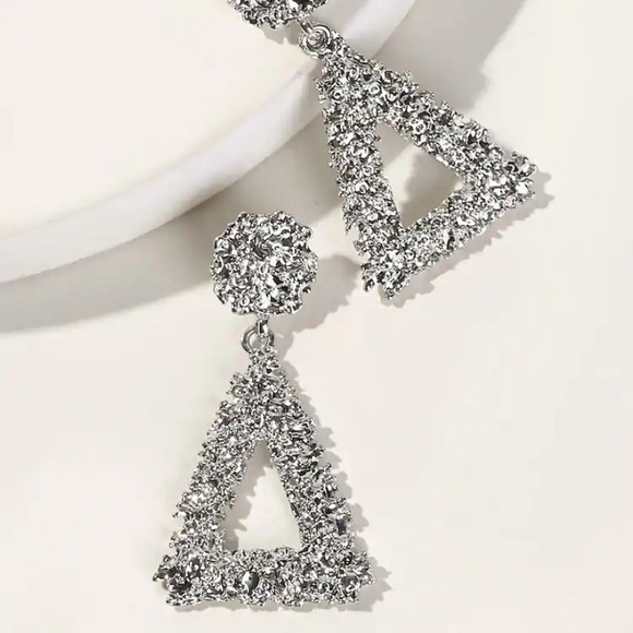 Textured Triangle Earrings - Picture 2 of 4